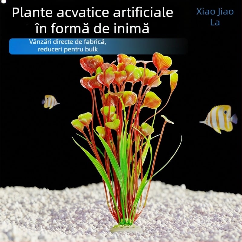 Plantă decor pentru acvariu din PVC pentru amenajări peisaj, plantă artificială pentru acvariu, brand Little jiaola, stil Love grass, greutate 117 g