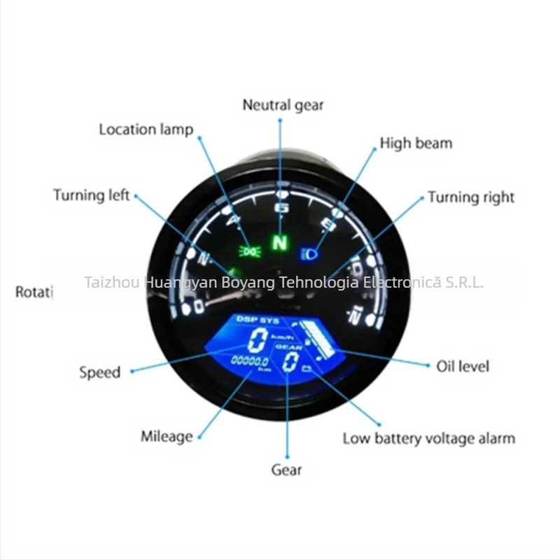 Panou de bord pentru motocicletă, modificare universală – stil retro LCD odometru, 12V (Brand Boyang, Model byff)