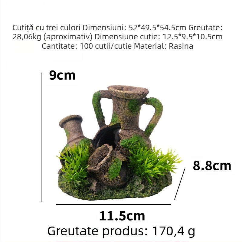 Pandantiv de amenajare a acvariului – rășină, stil borcane uzate, decor pentru acvariu