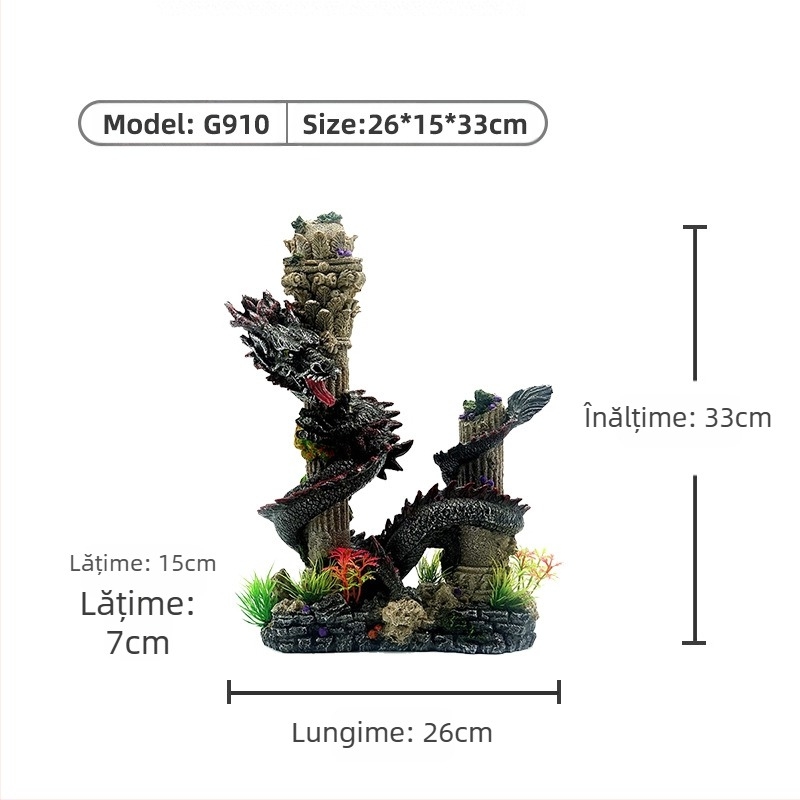 Decorațiune de acvariu din rășină – stiluri Coloană Dragon și Coloană Romană Coral, 1 kg, decor pentru acvariu