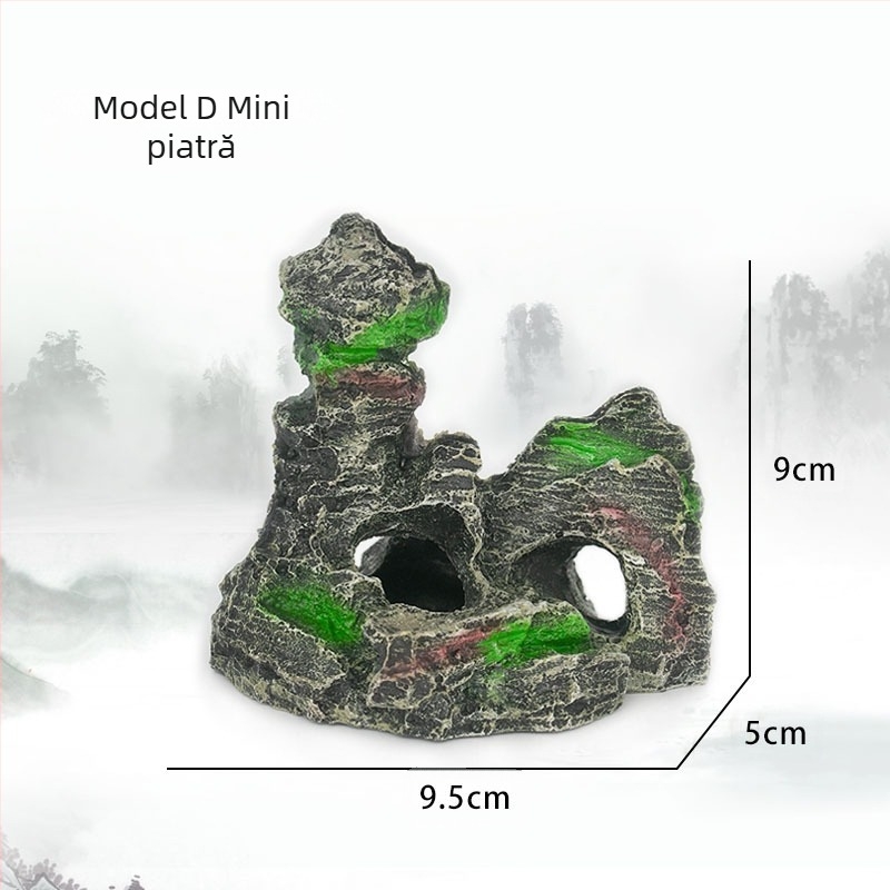 Mini stâncă de rășină pentru peisaje de acvariu — rășină ecologică, peisaj de acvariu, decor de grădină, stil simplu, pachet de 100