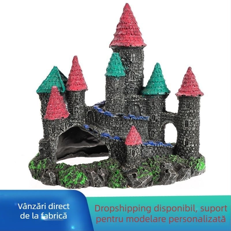 Decor pentru acvariu – Castel din rășină, material: rășină; produs: decor de peisaj acvatic; greutate ≈260 g