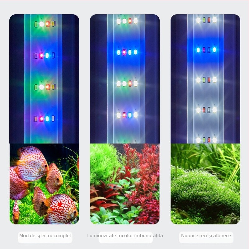 Lampă LED pentru acvariu, PVC, 6–20W, impermeabilă, iluminare pentru plante acvatice și țestoase