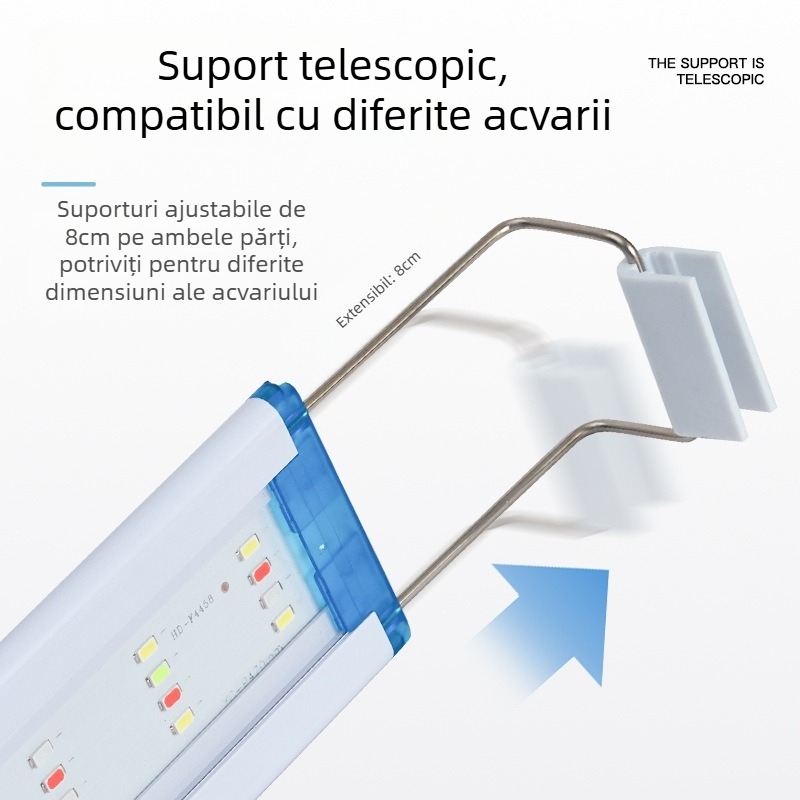 Lampă LED pentru acvariu, PVC, 6–20W, impermeabilă, iluminare pentru plante acvatice și țestoase