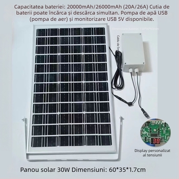 Panou solar de încărcare exterior cu USB dublu, ieșire reglabilă 5V/12V DC pentru stocare energie