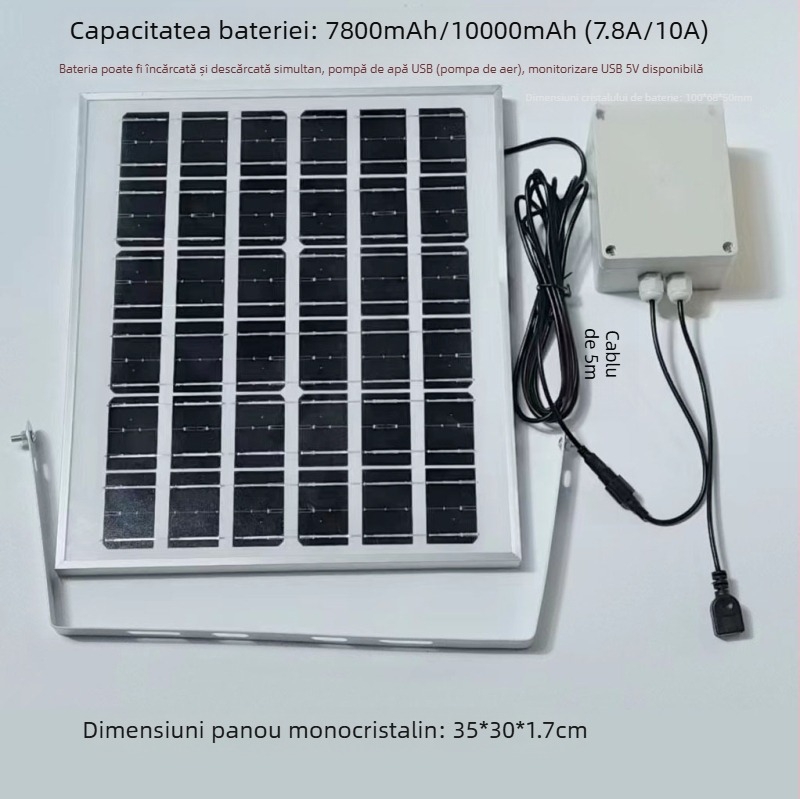 Panou solar de încărcare exterior cu USB dublu, ieșire reglabilă 5V/12V DC pentru stocare energie