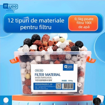 yee Mediu de filtrare pentru acvariu: inel ceramic biochimic cu cărbune activ și piatră vulcanică (greutate 0.5)