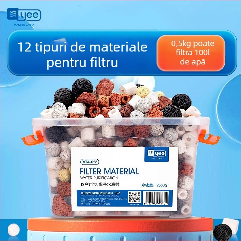 yee Mediu de filtrare pentru acvariu: inel ceramic biochimic cu cărbune activ și piatră vulcanică (greutate 0.5)