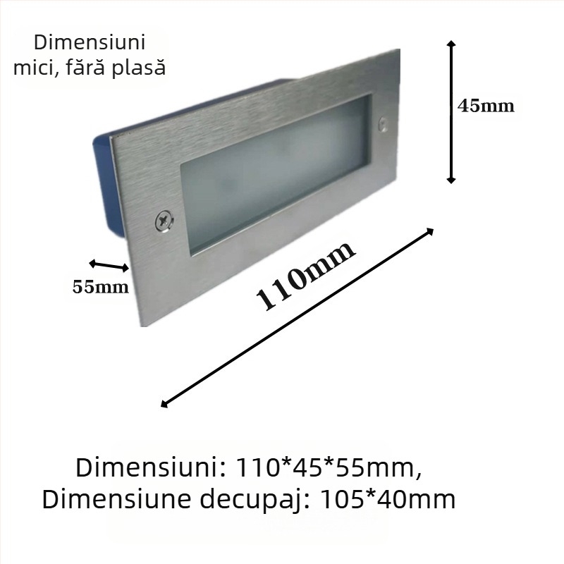 LED lumină pentru trepte exterior încastrabilă, model 2245, 220V, 10 LED, 110 lm, IP55