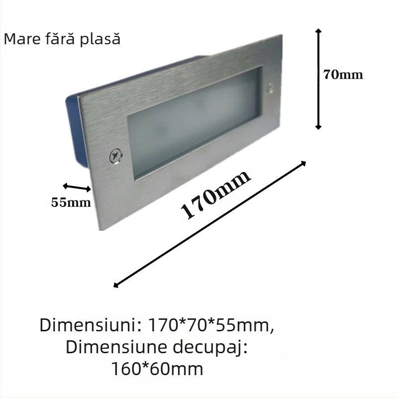 LED lumină pentru trepte exterior încastrabilă, model 2245, 220V, 10 LED, 110 lm, IP55