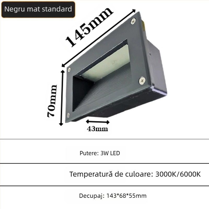 LED lumină pentru trepte exterior încastrabilă, model 2245, 220V, 10 LED, 110 lm, IP55