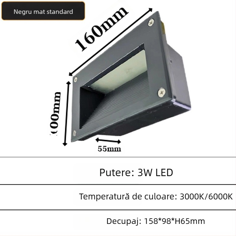 LED lumină pentru trepte exterior încastrabilă, model 2245, 220V, 10 LED, 110 lm, IP55