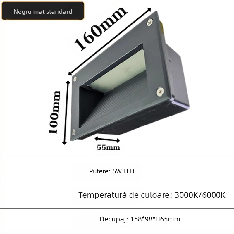 LED lumină pentru trepte exterior încastrabilă, model 2245, 220V, 10 LED, 110 lm, IP55