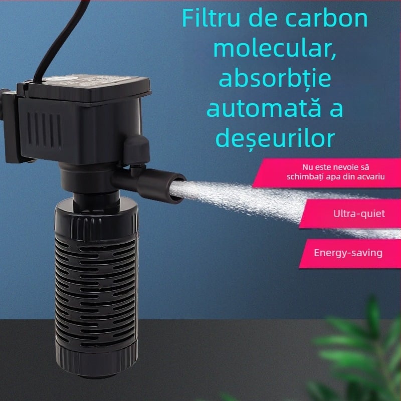 Garix filtru mic pentru acvariu — cilindru de filtrare încorporat cu pompă de oxigen, foarte silențios, trei în unu; corp din plastic, 0,16 kg