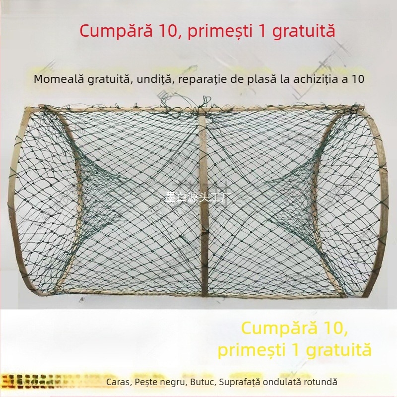 MOBAI Cușcă de pescuit din nailon, pliabilă — cușcă automată de tip plasă pentru pești