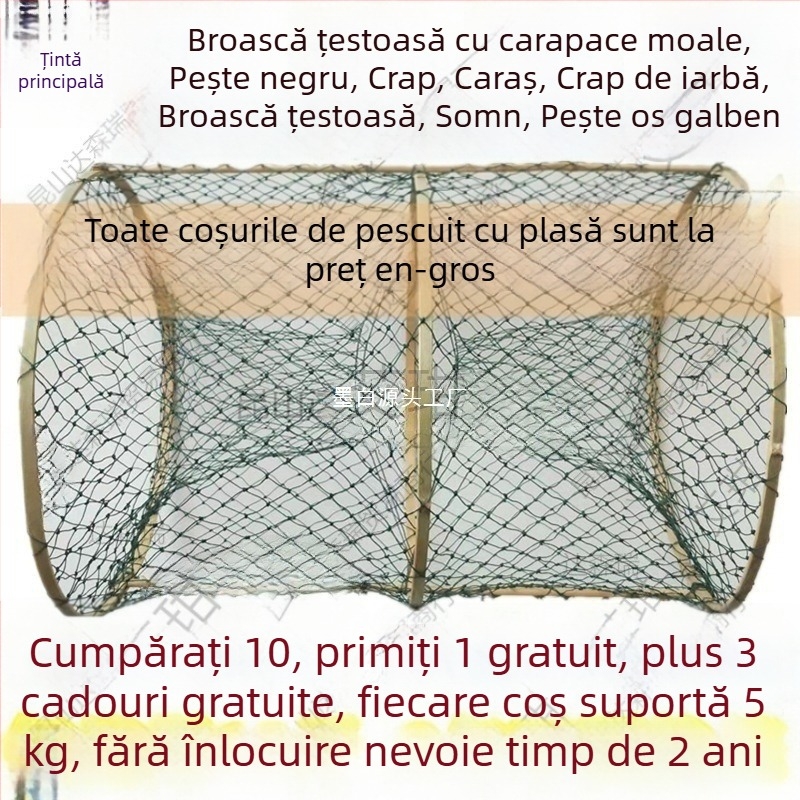 MOBAI Cușcă de pescuit din nailon, pliabilă — cușcă automată de tip plasă pentru pești