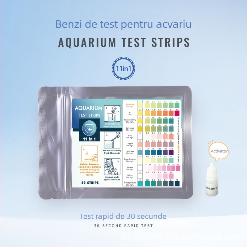 Lefu bandă de test 11 în 1 pentru apa de acvariu – duritate, pH, amoniac, clor rezidual, nitriți