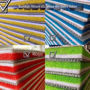 Filtru bumbac pentru acvariu - fără adeziv, lavabil, densitate înaltă, 8D filtru din bumbac
