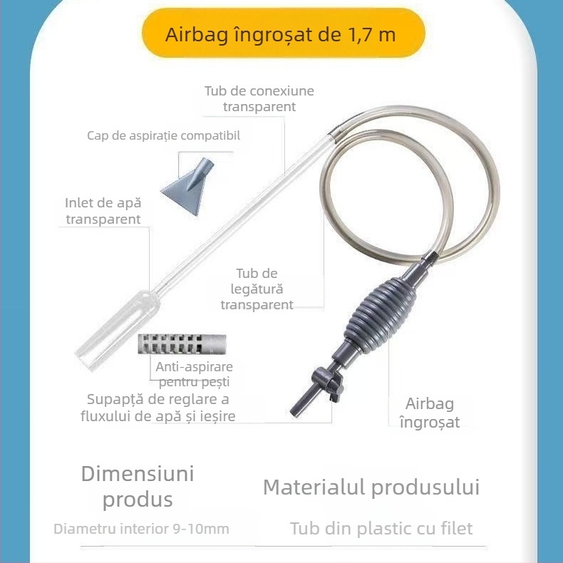 Schimbător automat de apă pentru acvariu, ABS plastic, drenaj, curățare manuală a extractorului de apă, conductă de schimb, spălator de nisip — Hong people
