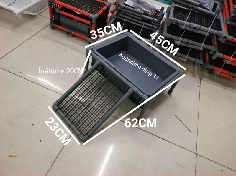 Platformă cu plasă pentru bazinul de depunere a ouălor la țestoase, cu adăpost arc pentru reproducere