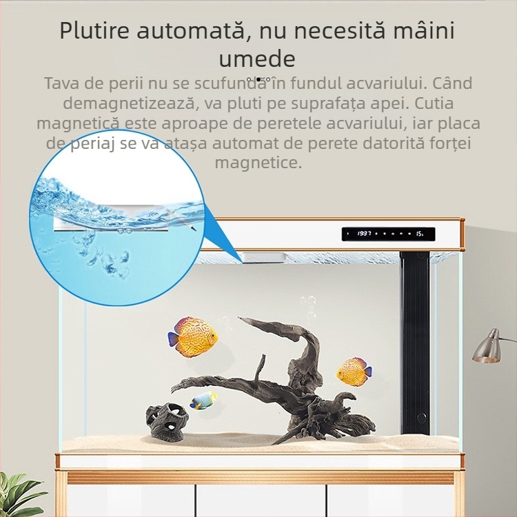 Jingye Perie magnetică pentru acvariu, pentru curățarea sticlei — aspirație puternică, poate fi suspendată, corp din plastic, eliminarea algelor