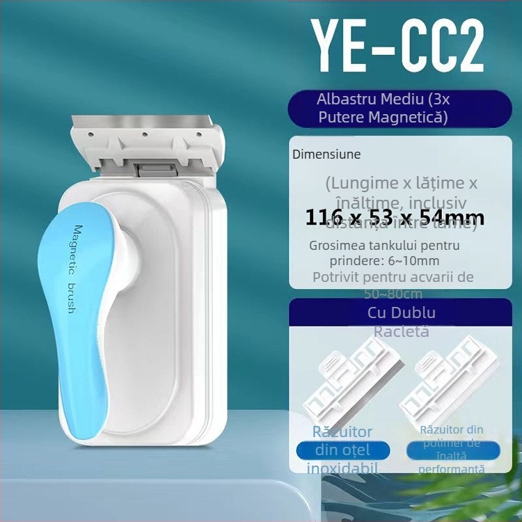 Jingye Perie magnetică pentru acvariu, pentru curățarea sticlei — aspirație puternică, poate fi suspendată, corp din plastic, eliminarea algelor