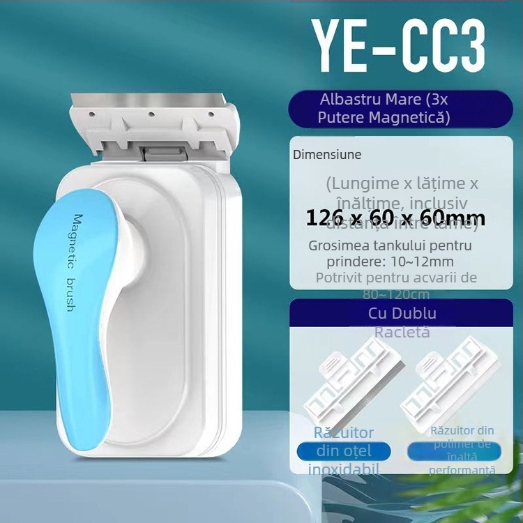 Jingye Perie magnetică pentru acvariu, pentru curățarea sticlei — aspirație puternică, poate fi suspendată, corp din plastic, eliminarea algelor