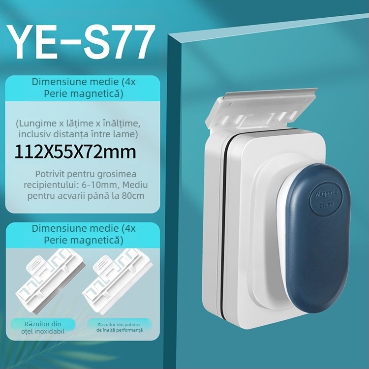 Jingye Perie magnetică pentru acvariu, pentru curățarea sticlei — aspirație puternică, poate fi suspendată, corp din plastic, eliminarea algelor