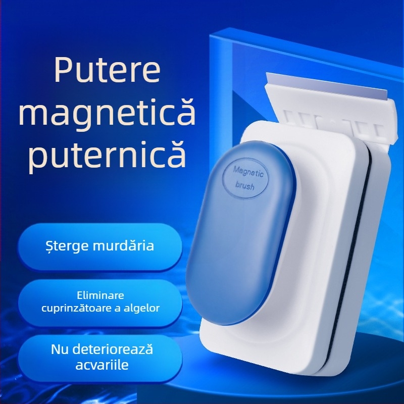 Jingye Perie magnetică pentru acvariu, pentru curățarea sticlei — aspirație puternică, poate fi suspendată, corp din plastic, eliminarea algelor