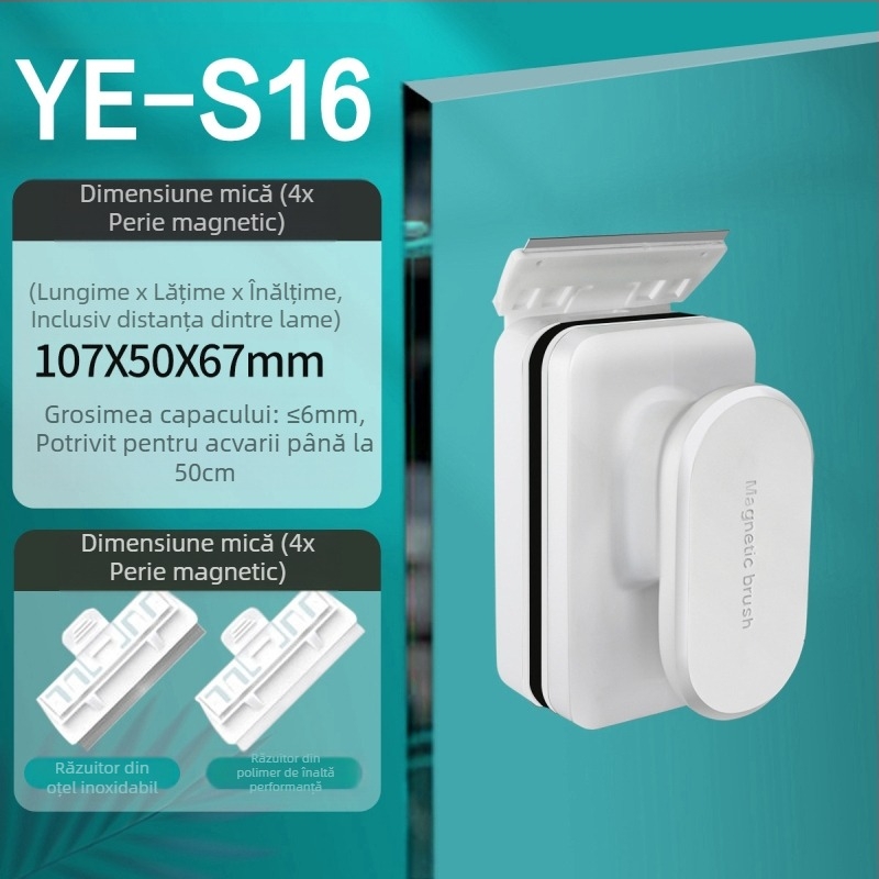 Jingye Perie magnetică pentru acvariu, pentru curățarea sticlei — aspirație puternică, poate fi suspendată, corp din plastic, eliminarea algelor