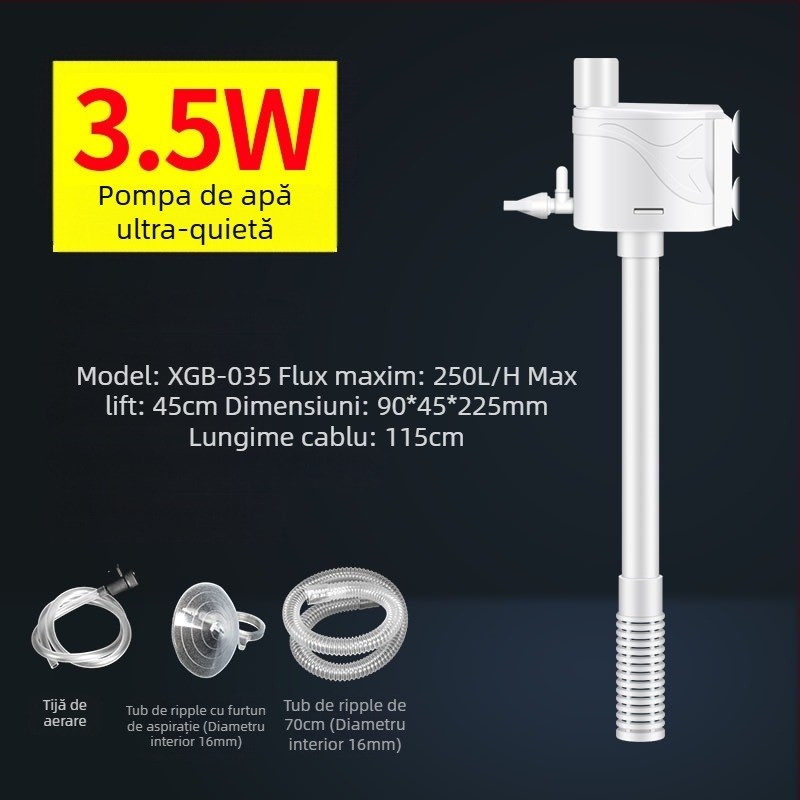 Pompa submersibilă pentru acvariu 3-in-1, pentru filtrare și oxigenare — ABS, design trei în unu, brand Xuan Song (ABS; Funcție: creează valuri și oxigenează; Scop principal: filtrare și oxigenare; Stil: pompă submersibilă 3-in-1)