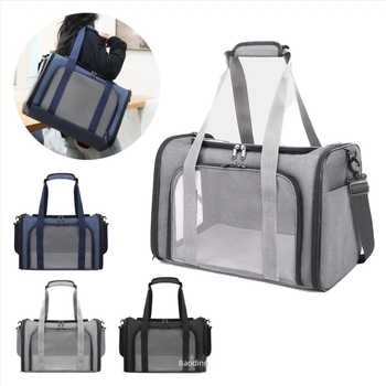 Geantă de transport pentru animale de companie – respirabilă, pentru exterior, pentru pisici și câini mici până la medii, material Oxford, model cu contrast de culori