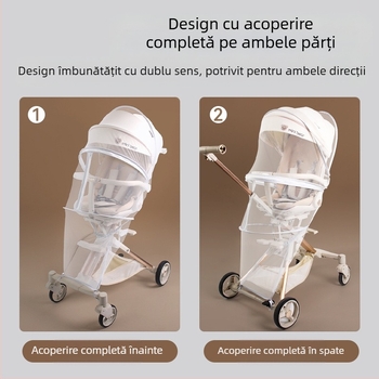 Plasă de țânțari pentru cărucior, acoperire completă, rezistentă la vânt, anti-țânțari, protecție solară, pliabilă