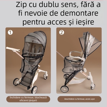Plasă de țânțari pentru cărucior, acoperire completă, rezistentă la vânt, anti-țânțari, protecție solară, pliabilă