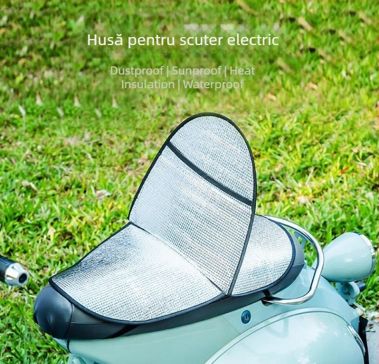 Husă de șezut pentru vehicul electric, cu protecție solară, izolație, anti-arși, impermeabilă, umplutură din bumbac, personalizabil