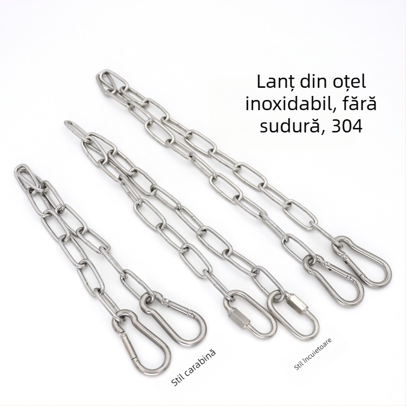 Lanț din oțel inoxidabil sudat cu carabinier arcuit și inel de conectare pentru încărcare și suspensie la leagăn