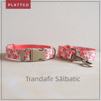 Set zgardă și lesă pentru câini cu model floral | din nylon imitation | pentru câini | stil relaxat | 0,19 kg