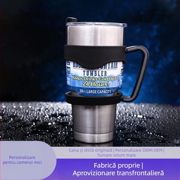 Set de pahare cu mâner din plastic și suport pentru pahar auto — Gold, Material: Pânză, Logo tipărit, Personalizare disponibilă, Stil modern minimalist, Calitate de primă clasă.