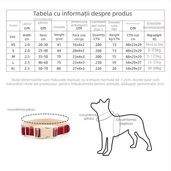 Colier pentru câine din in, reglabil, închidere cu cataramă, stil cowboy
