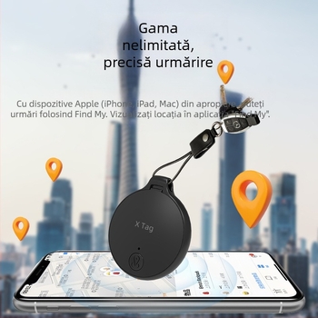 FIND-Y12 Localizator Circular Global cu Urmărire Inteligentă, Alerte Anti-Pierdere Bidirecționale, Rază 10–15 m, Baterie 210 mAh, Carcasă ABS, pentru Portofel, Chei și Animale de Companie