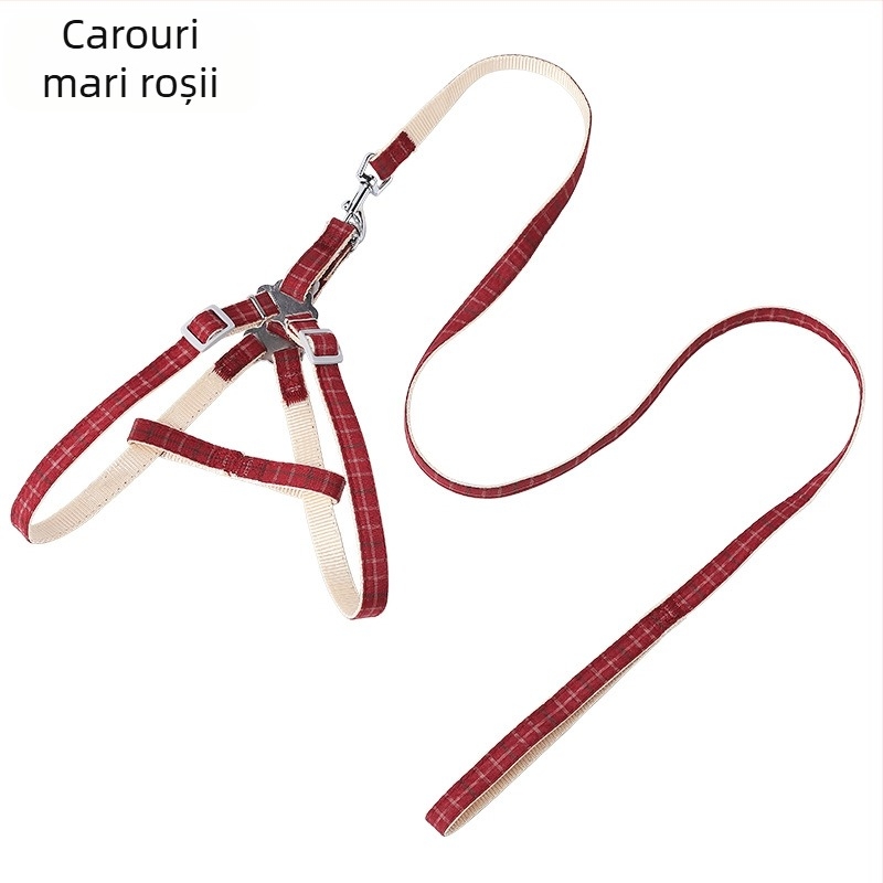 Ta-da Bear Lesă pentru câini din poliester, stil hamă, model carouri două nuanțe, Origine Zhejiang