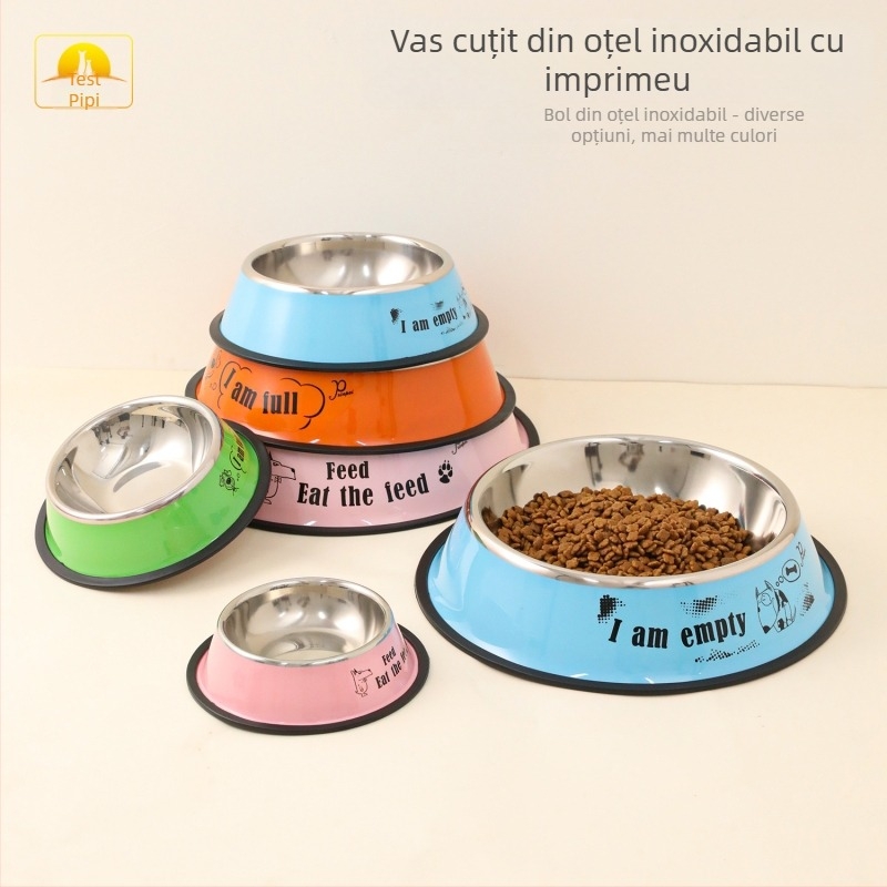 Bol pentru câini din oțel inoxidabil, imprimare multicoloră - 200 buc, etichetă privată licențiată