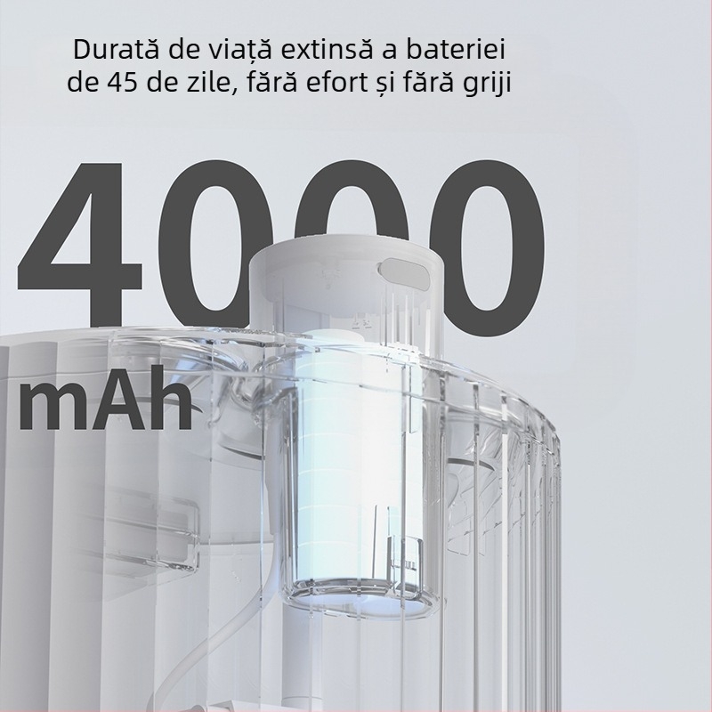 Distribuitor de apă pentru pisici și câini cu senzor infraroșu și încărcare wireless, detașabil, capacitate 2,8 L, baterie 4000mAh – Model W04SP