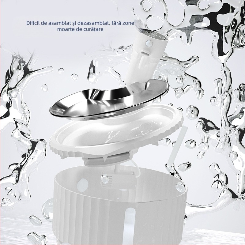 Distribuitor de apă pentru pisici și câini cu senzor infraroșu și încărcare wireless, detașabil, capacitate 2,8 L, baterie 4000mAh – Model W04SP