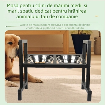 Suport de hrănire pentru animale de companie, ridicat, cu patru niveluri de reglare a înclinării și boluri duble din oțel inoxidabil