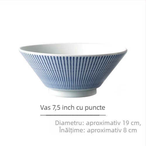 Nishida Muyu bol ramen porțelan, model cu dungi, stil japonez, formă rotundă, compatibil cu microunde