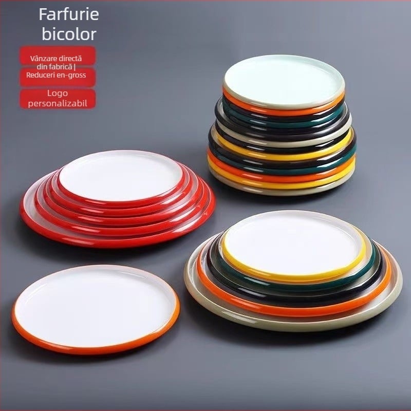 Farfurie rotundă din melamină, utilizare comercială, hoteluri și restaurante, stil Nou Chinezesc, lucrată manual, personalizabilă