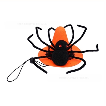 Șapcă pentru câine de Halloween cu model păianjen – felt, țesătură cu laser, stil desenat (Model: Păianjen; Material: Felt; Țesătură: Laser; Stil: Cartoon; Sărbătoare: Halloween)