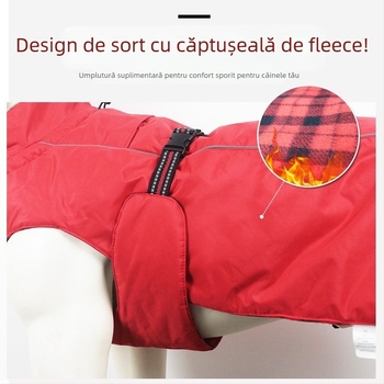 Asmpet palton din bumbac pentru câine cu ham încorporat — îmbrăcăminte pentru animale de companie, căldură de iarnă