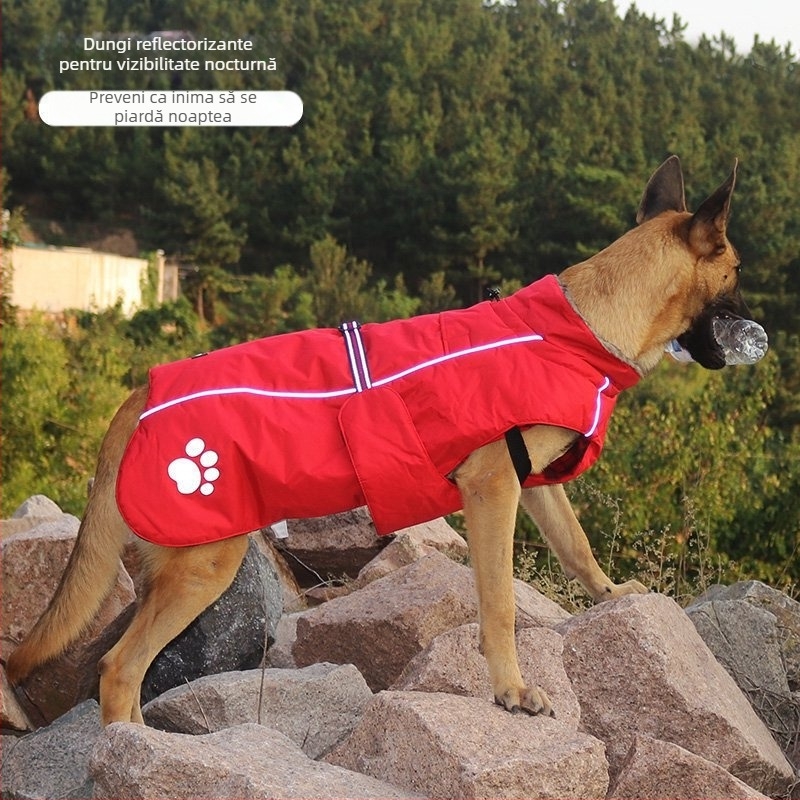 Asmpet palton din bumbac pentru câine cu ham încorporat — îmbrăcăminte pentru animale de companie, căldură de iarnă